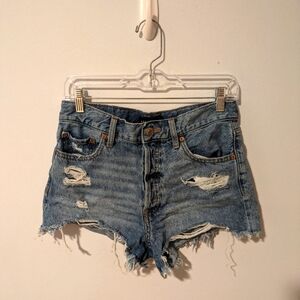Aeropostale Distressed Button-Fly Boyfriend Denim Jean Shorts Size 2